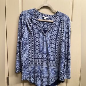 Lucky Brand navy/gray knit lined top sz L
